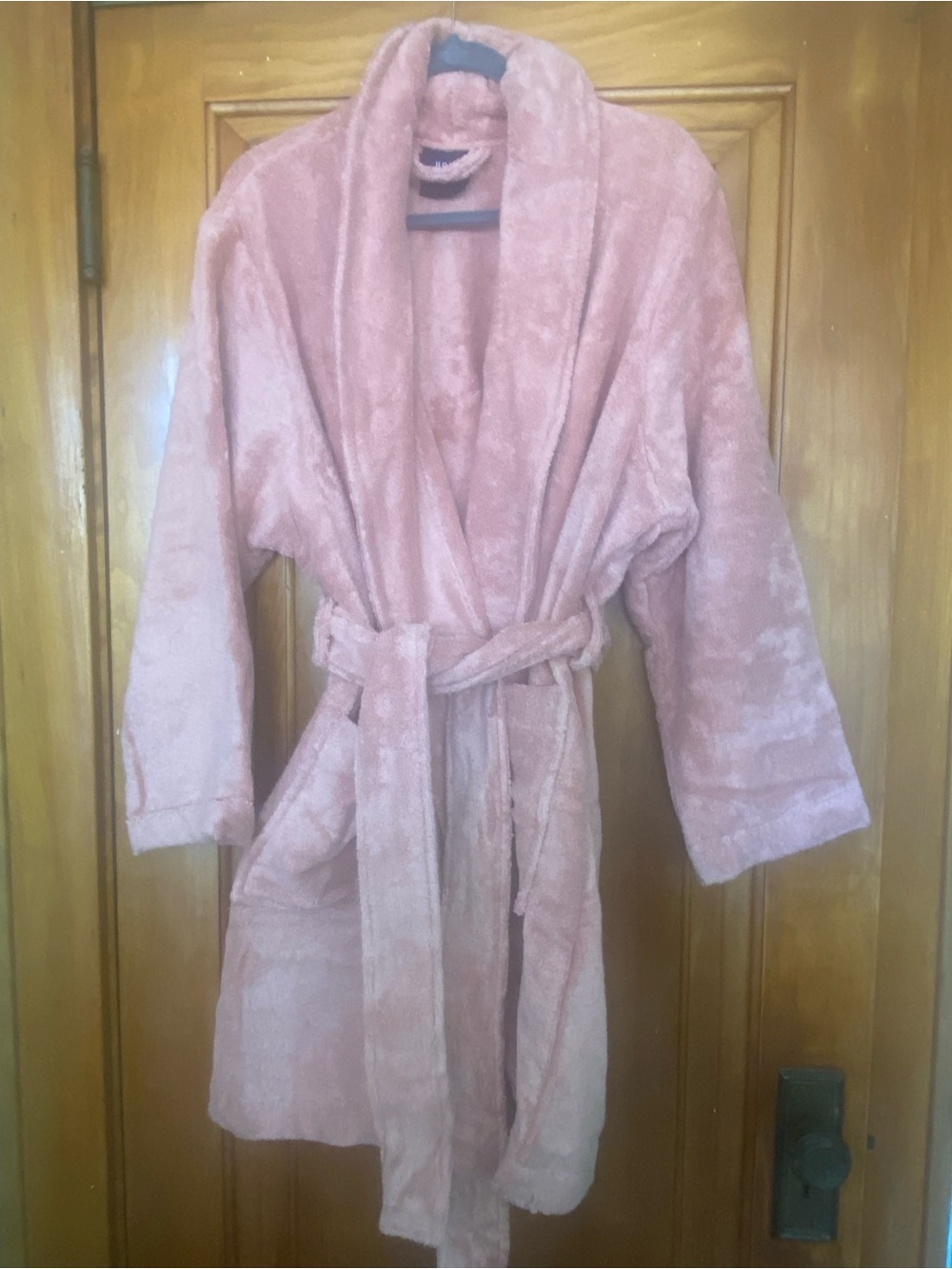 Cotton Pink Bath Robe with Shawl Collar